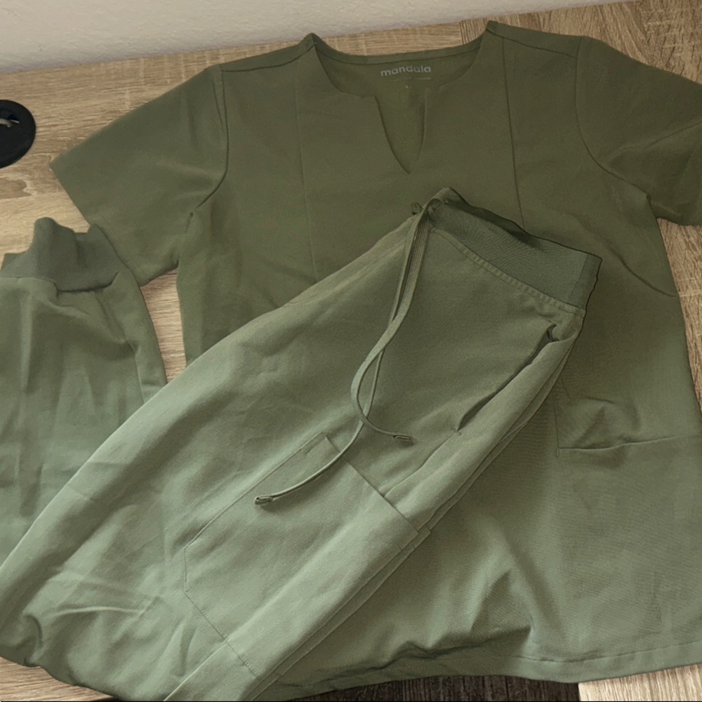 Olive Green Mandala Scrub Set